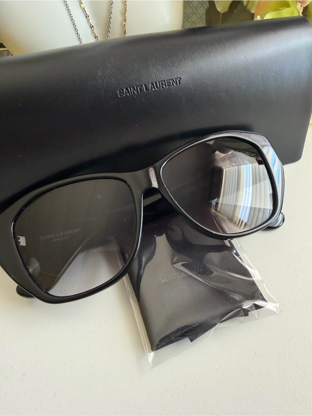 Yves Saint Laurent Black Oversized Sunglasses